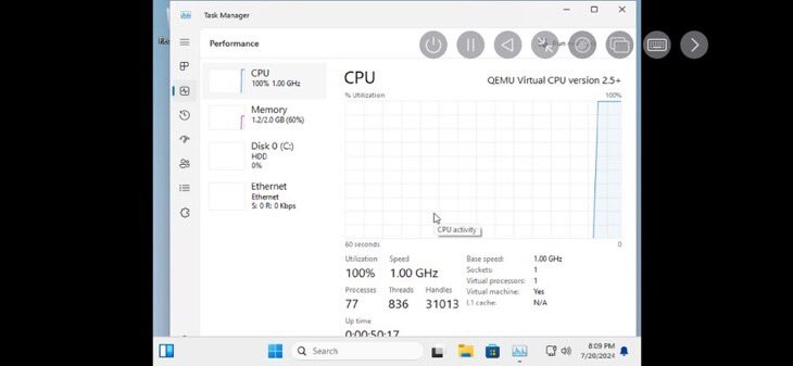 NTDEV_'s tweet photo. Behold, probably the very first instance of Windows 11 (in form of tiny11 core) on UTM SE. 
It is TERRIBLY slow, booting in about 20 minutes, but nonetheless, it's still Windows 11 on an iPhone 15 Pro! https://t.co/Iyr5Txy8uh