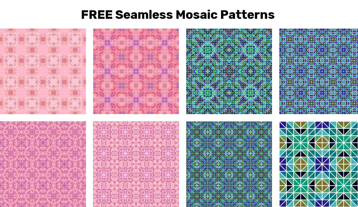 DavidZydd's tweet photo. FREE Seamless Mosaic Patterns  https://t.co/qCAPw231WA #FreeDesigns #FreeVectorGraphic #giveaway #FreeAsset #FreeVectors #background #freebie #FreeAssets #SeamlessBackgrounds https://t.co/n6dy5XGcHR