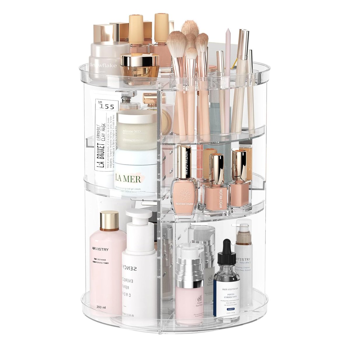 Rotating Makeup Organizer, DIY 8 Adjustable Layers Spinning Skincare Organizer, Cosmetic Display Case with Brush Holder Perfume Tray, Multi-Function Storage Carousel for Vanity Bathroom Countertop
amzn.to/3y7KlJe