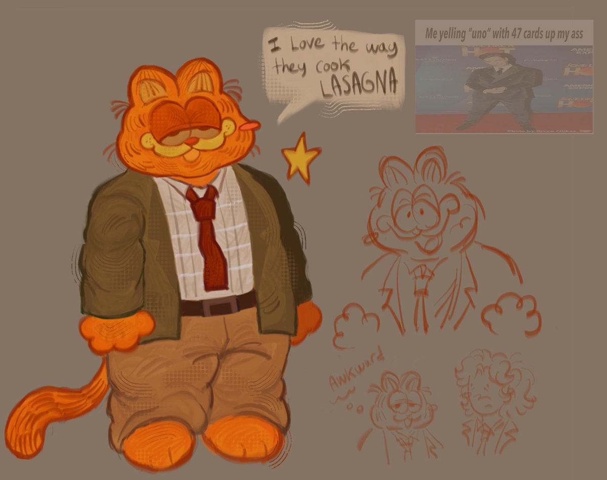 this was meant to be a joke sketch but then i used it as a render warmup 😓….cringe but at what cost #falsettos #garfield
