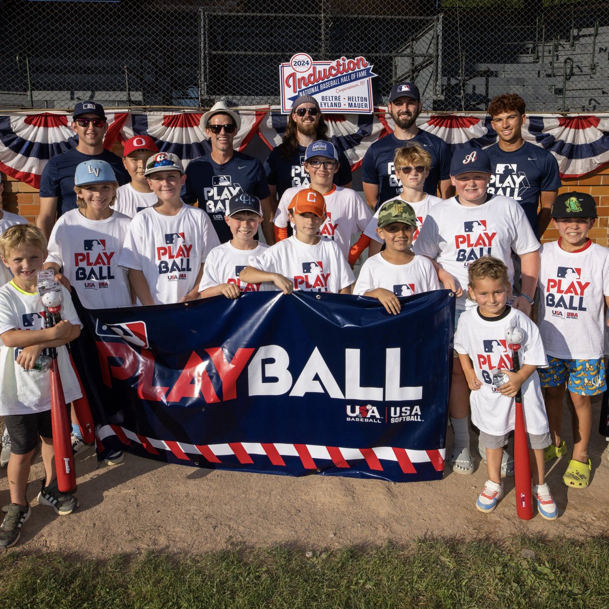 PlayBall's tweet photo. In celebration of Hall of Fame Weekend in Cooperstown, MLB Youth Ambassador Coach Ballgame hosted a PlayBall activation event at Doubleday Field ⚾ ‼️ https://t.co/712CwMGdgf