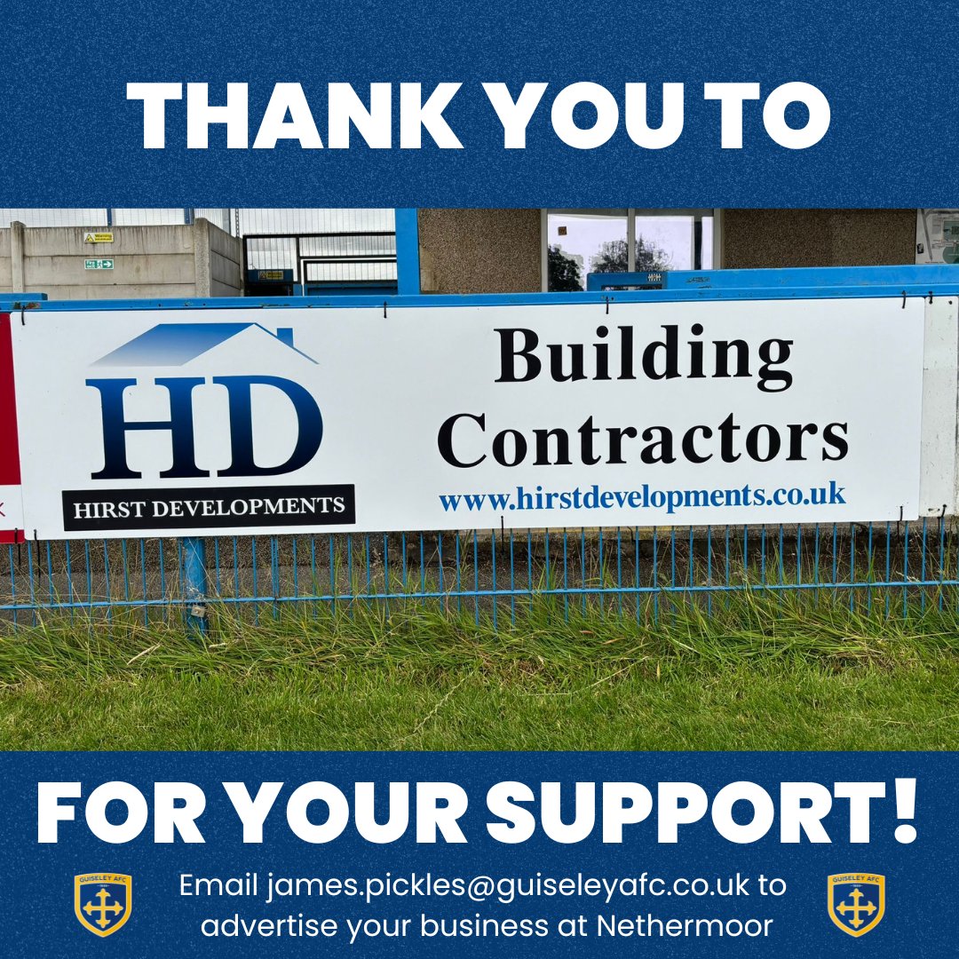 GuiseleyAFC's tweet photo. 🙌 | It's great to see so many local companies supporting their local football club!

Thank you to @bodegamov, Hirst Developments, @OldfieldElec and @ProNorthern for their support, get in touch with James if you would like to be a part of it.

#GAFC #GuiseleyTogether https://t.co/RsQfwQctod