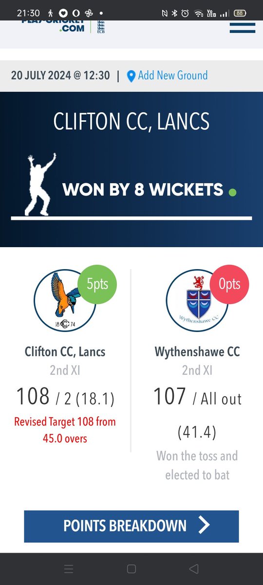 CliftonCC's tweet photo. Todays two games saw defeat for our 1st 11 and victory for twos at home. Five wickets for Oliver Blakesley &amp; 59* for @JudgeSteven in the 2nd 11 victory. https://t.co/HdnbPjk4xg
