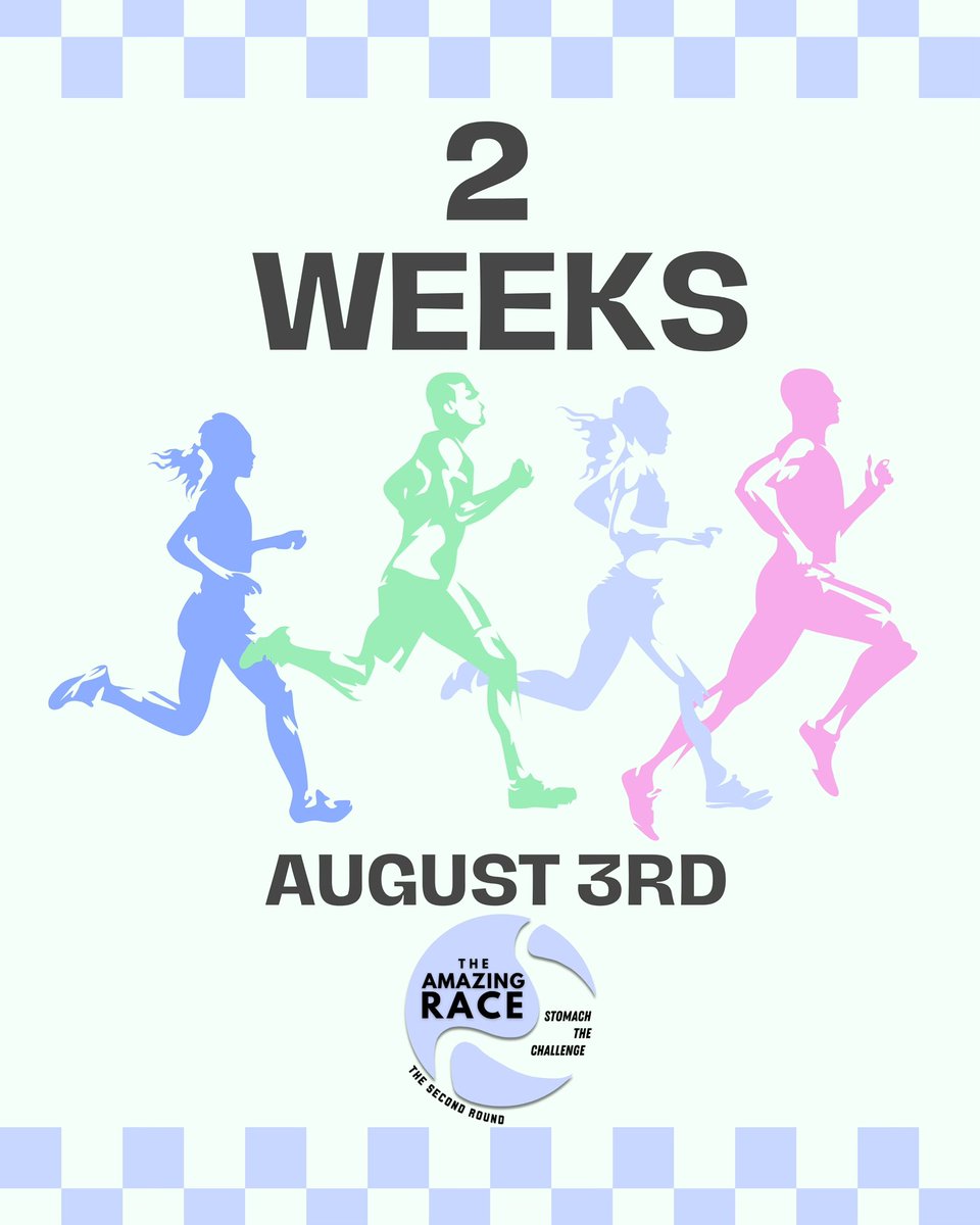 Only 2 weeks left until the Amazing Race begins! There's still time to join us! Sign up by 7/28 and get race ready — we're counting down the days!