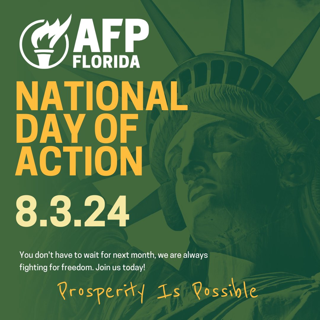AFPFlorida's tweet photo. We are back in just a couple of weeks and need your help. Learn more about volunteering and get connected with a Grassroots Engagement Director in your area or become a volunteer captain! #NationalDayofAction #AFPFL #floridafreedomfighters #ProsperityIsPossible https://t.co/h0PMvMImOy