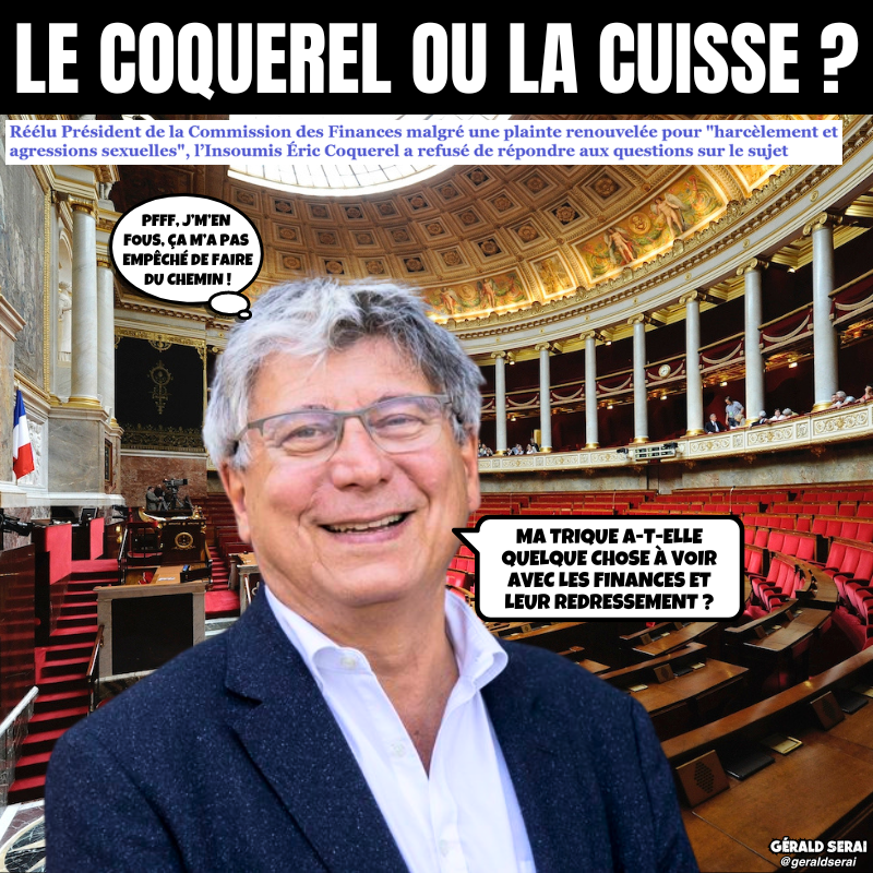 GeraldSerai's tweet photo. Lui aussi, il a essayé d’en serrer en boîte !

---------
#bfn #breakingfakenews #humour #actualite  #mème #AssembleeNationale #ericcoquerel #président #CommissionDesFinances #LFI  #plainte #harcèlementsexuel #agressionsexuelle #laileoulacuisse #duchemin #tricatel

Suivez-moi ! 😜 https://t.co/qwUbKWBSxr
