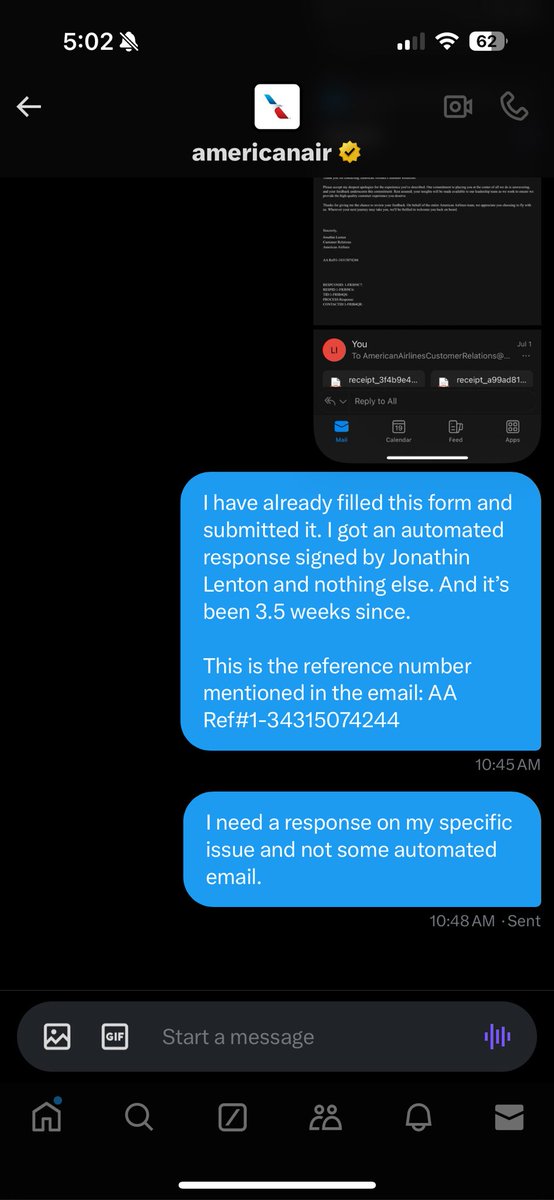 lavanyavishy's tweet photo. @AmericanAir @AmericanAir  and yet again! Going in loops.. after reaching out to them via email, chat, calling cust service and Socials, cannot get an answer. Probably reaching out to DOT is my last resort. https://t.co/NMd4wzhWTC