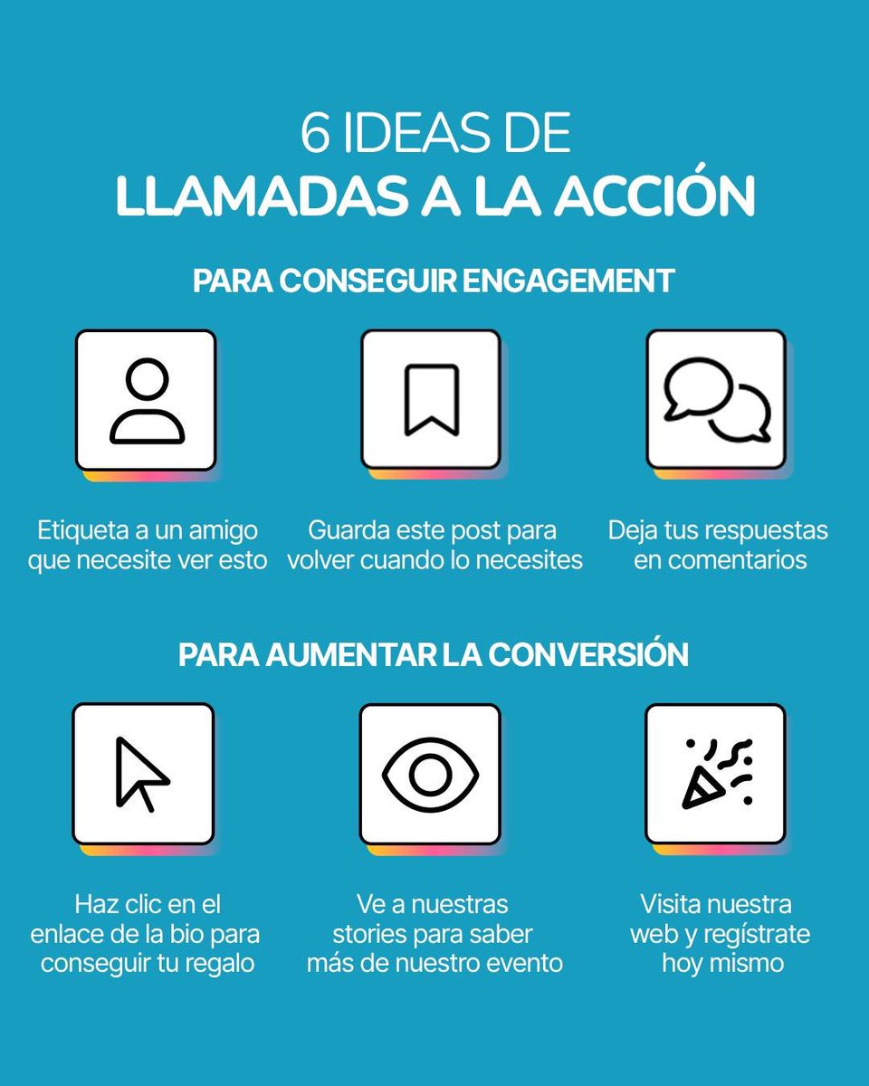 GmorilloCM's tweet photo. ¡Qué importante el terminar con una llamada a la acción para generar #engagement o aumentar la #conversion 

En @Metricool_es lo tienen claro y nos dejan esta valiosa infografía… 👏🏾👏🏾

GUARDA para cuando lo necesites. https://t.co/yX3qxd2KuY