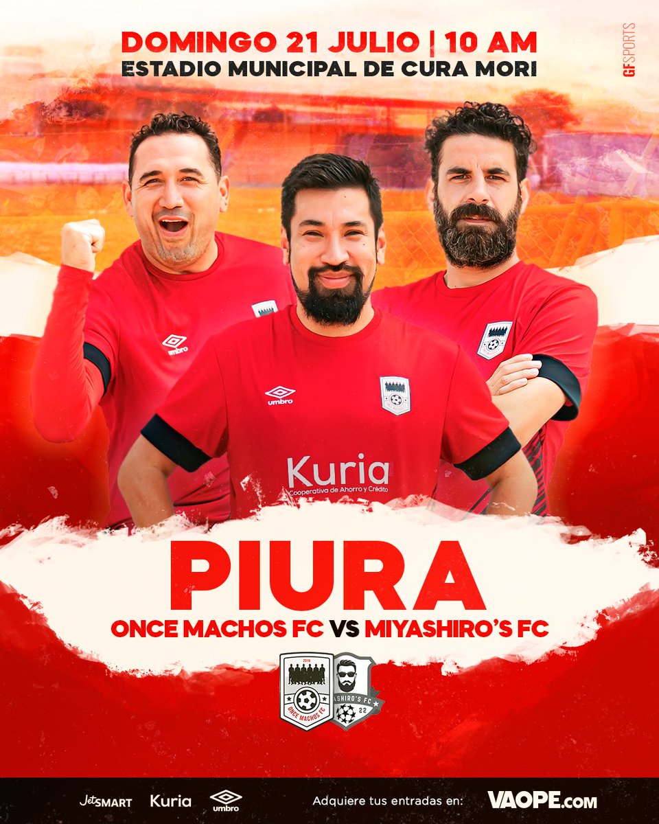 oncemachosfc's tweet photo. ¡Llegamos a Piura! 🙌🥵

⚽ Once Machos FC vs. Miyashiros FC
📆 Domingo 21 de julio 
🕒 10:00 a.m.
🏟 Estadio Municipal Cura Mori - Piura  

Entradas disponibles en https://t.co/X5deJO53iN: https://t.co/vpb0VXZczb

¡Nos vemos ahí! ⚽️😎 #OnceMachosFC https://t.co/eeeOJhk4t4