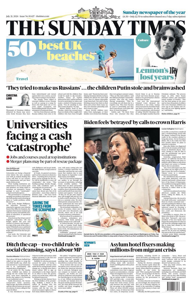 DrJoGrady's tweet photo. Universities across the UK are in crisis. Our members hard work and research has laid that bare. 

We need the government to intervene. 

Front page of tomorrow’s Sunday Times. https://t.co/Jzt1MQWqQ0