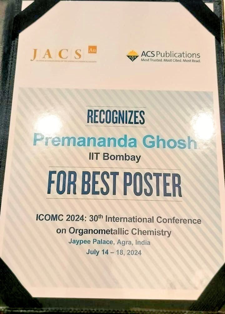dm_lab's tweet photo. Looks like it's a best poster award winning month for BOJs😊.

Now this time another boj of lab-201, Prem wins best poster-JACS(Au) award on aliphatic C-H activation in the opera of @Icomc2024

Huge congratulations to you @Peeghosh

Thanks to the selection committee and @JACS_Au https://t.co/jKMFFJXaKW