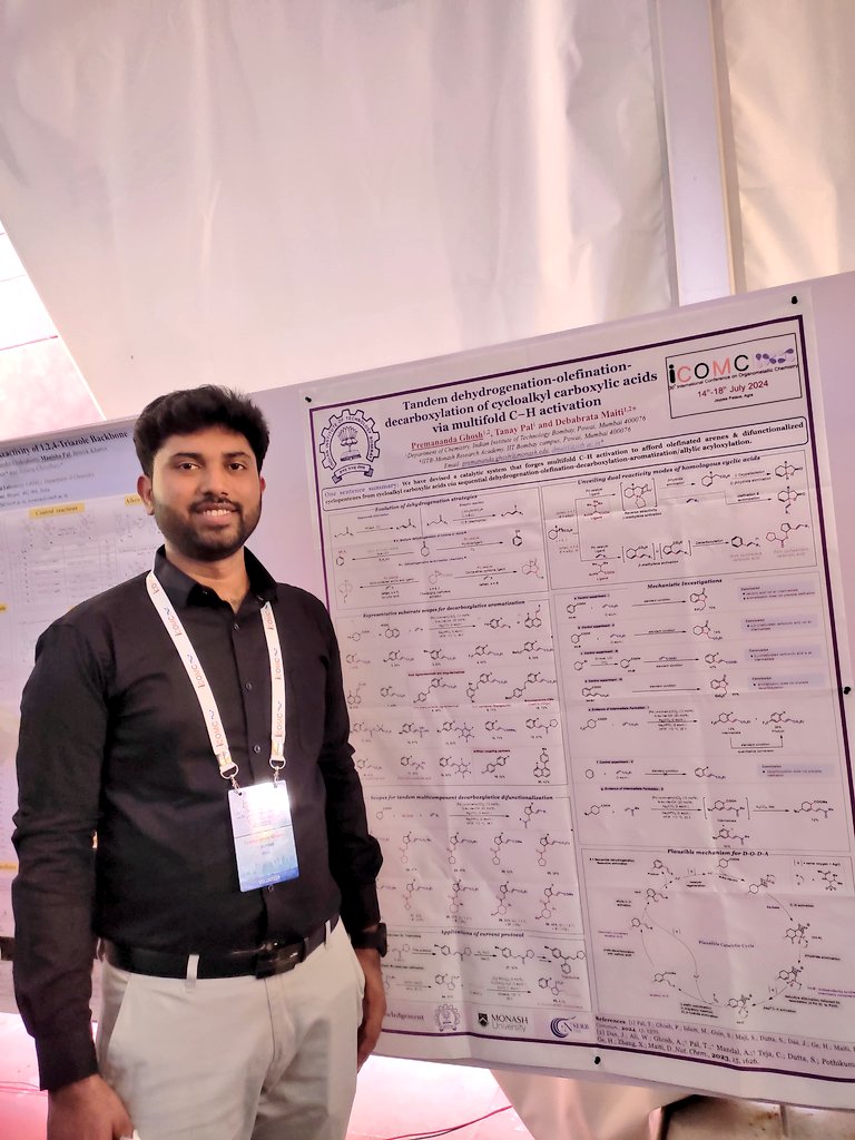 Looks like it's a best poster award winning month for BOJs😊.

Now this time another boj of lab-201, Prem wins best poster-JACS(Au) award on aliphatic C-H activation in the opera of <a href="/Icomc2024/">ICOMC 2024</a>

Huge congratulations to you @Peeghosh

Thanks to the selection committee and <a href="/JACS_Au/">JACS Au</a>