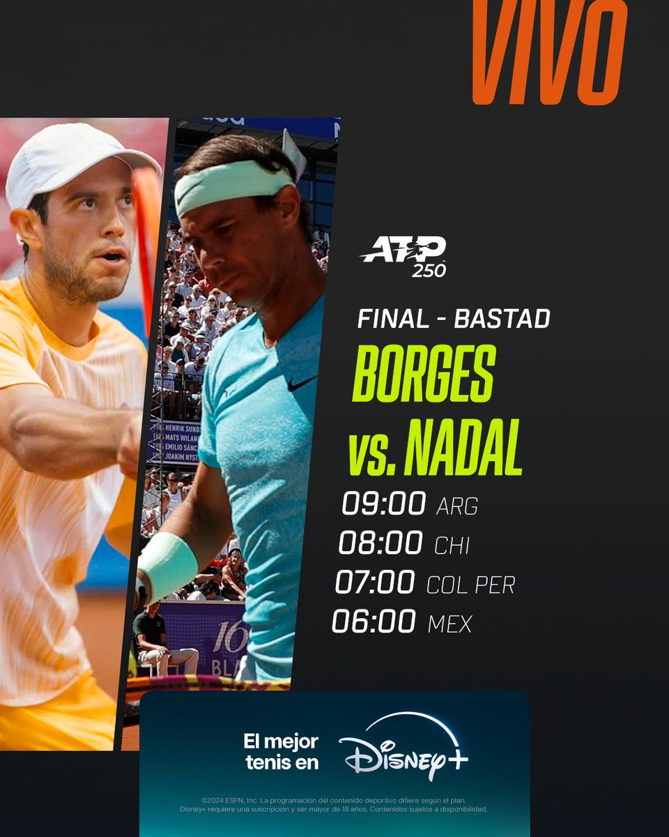 ESPNtenis's tweet photo. ¡Qué placer verte otra vez! 😍

🇪🇸 Nadal disputará la 131° final ATP de su carrera cuando entre a la cancha y enfrente a 🇵🇹 Borges en #Bastad.

Además, 🇩🇪 Zverev buscará ser profeta en su tierra en #Hamburgo. https://t.co/540k0kfiDm