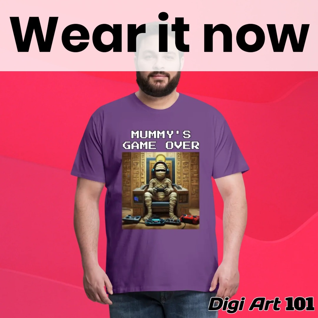 DigiArt101's tweet photo. Get your "Mummy's Game Over" T-shirt! Featuring a cool mummy gaming with modern consoles, this design blends ancient history with modern fun. Order now!

https://t.co/zqVlQFuP4f

#SouthSudan #TeamUSA https://t.co/TlOTq8NrFb