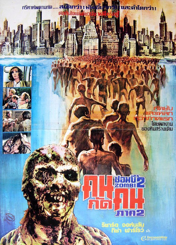 TheFilmFair's tweet photo. Thai movie poster for #LucioFulci's #ZombieFleshEaters (1979) #RichardJohnson #TisaFarrow #IanMcCulloch #AlCliver #Zombie #Zombi2 https://t.co/sll7gwyCnj