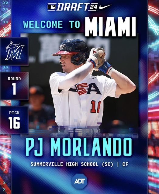 TeamDDTwo's tweet photo. Congratulations Summerville High School's PJ Morlando! He was drafted to play professional baseball for the @Marlins. PJ was also named the @gatorade SC Baseball Player of the Year! He is one to watch! #DD2Strong https://t.co/BQn4KUawa7