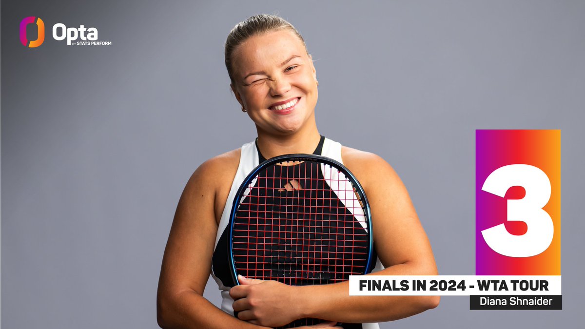 OptaAce's tweet photo. 5 - Diana Shnaider is the fifth left-hander in the Open Era to reach WTA finals on clay, grass and hard court in a season before turning 21:

Dianne Fromholtz (76)
Martina Navratilova (75, 77)
Monica Seles (92)
Lucie Safarova (05)
Diana Shnaider (24) 🆕

Whoa.

@WTA @WTA_insider https://t.co/RIMIde9oVW
