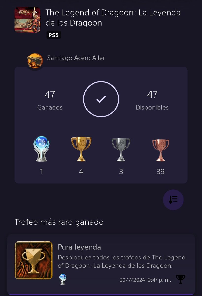bamuthito's tweet photo. Trofeo #50. Muy especial para mí. Lo he disfrutado aunque creo q lo viví mejor en ps1 cuando lo jugué antiguamente. #platino #playstation @PlayStationES https://t.co/FeKQu7qQZA