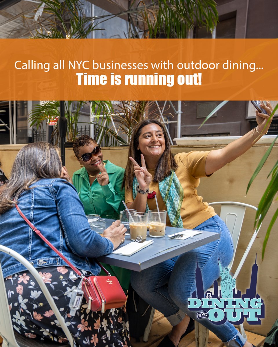 The August 3rd deadline is approaching!
Join a <a href="/NYC_DOT/">NYC DOT</a> webinar to get more info and ask questions about the outdoor dining program.
🗓️: Jul 29, 2024, 12:30 PM
Registration Required: zoom.us/webinar/regist…
You will receive a confirmation email containing webinar information.