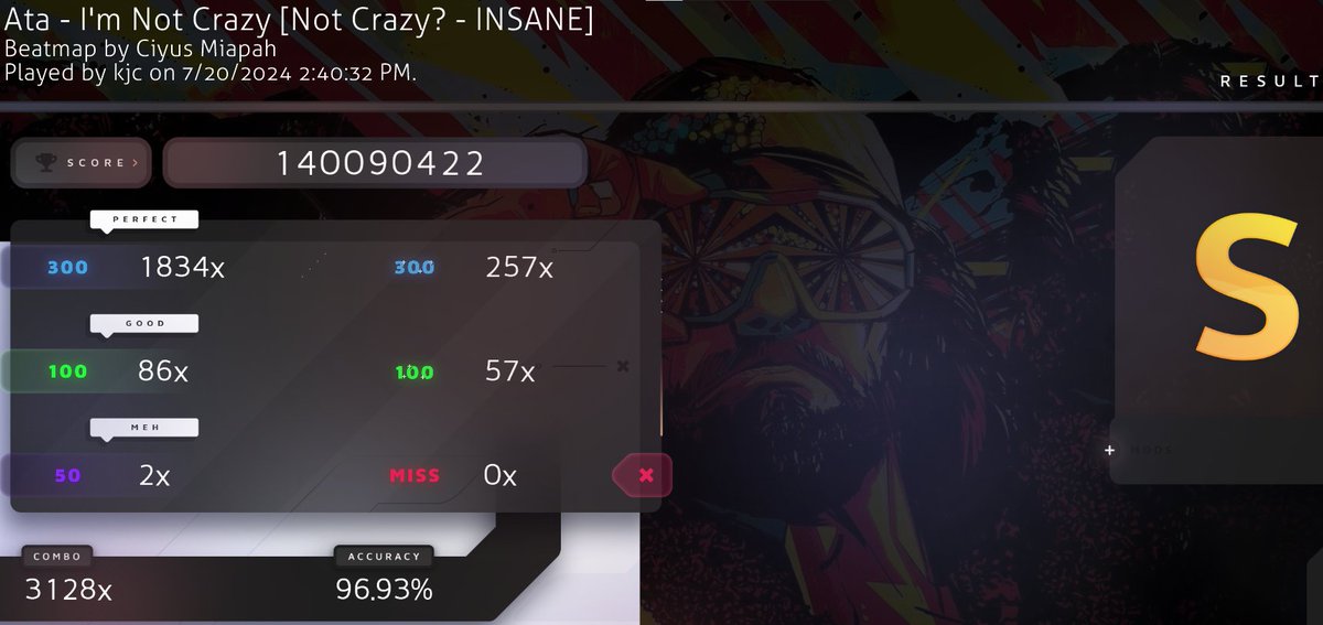 NAFAkellen's tweet photo. Beat my combo record by nearly 400, the nerves were insane https://t.co/q1rD2uBmyk