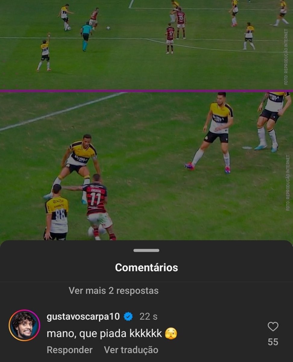 futebol_info's tweet photo. Gustavo Scarpa, do Atlético-MG, sobre o pênalti marcado para o Flamengo contra o Criciúma: "Que piada".

📸 Reprodução https://t.co/ypXt7VaF8b