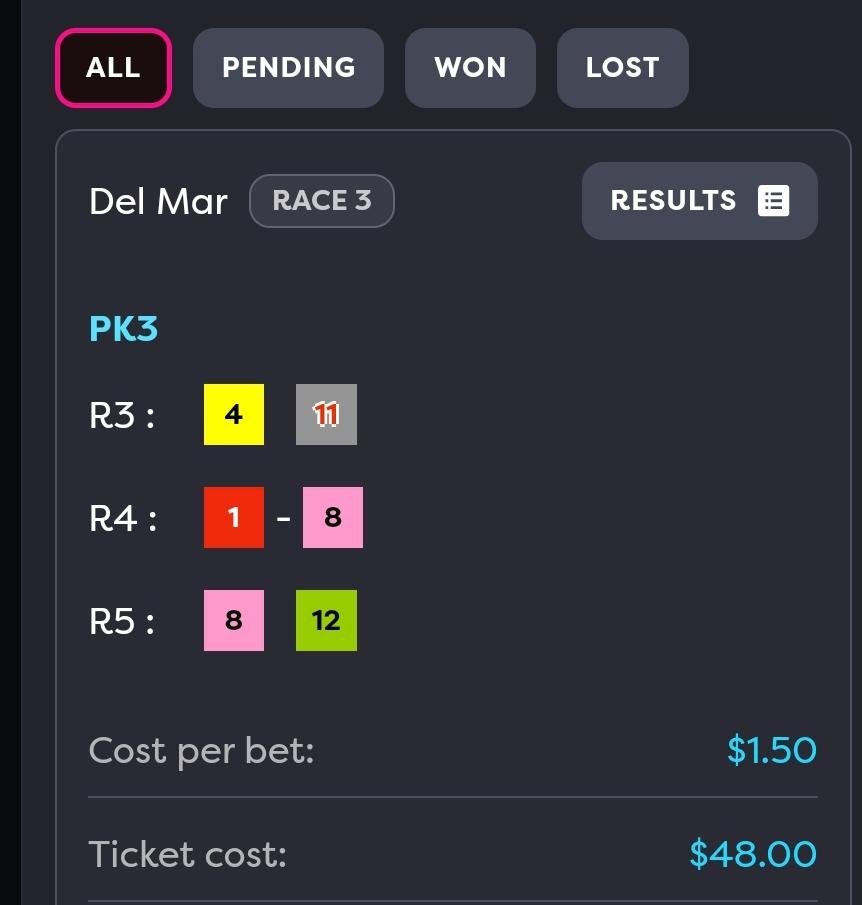 BbSchwade's tweet photo. Played back the pick 3 @DelMarRacing for $1.50.  I love this meet.  If you hit you will get rewarded.
#HorseRacing #DelMar #Gambling #Sportsbetting #GoodLuck https://t.co/mhV2LM1HBa