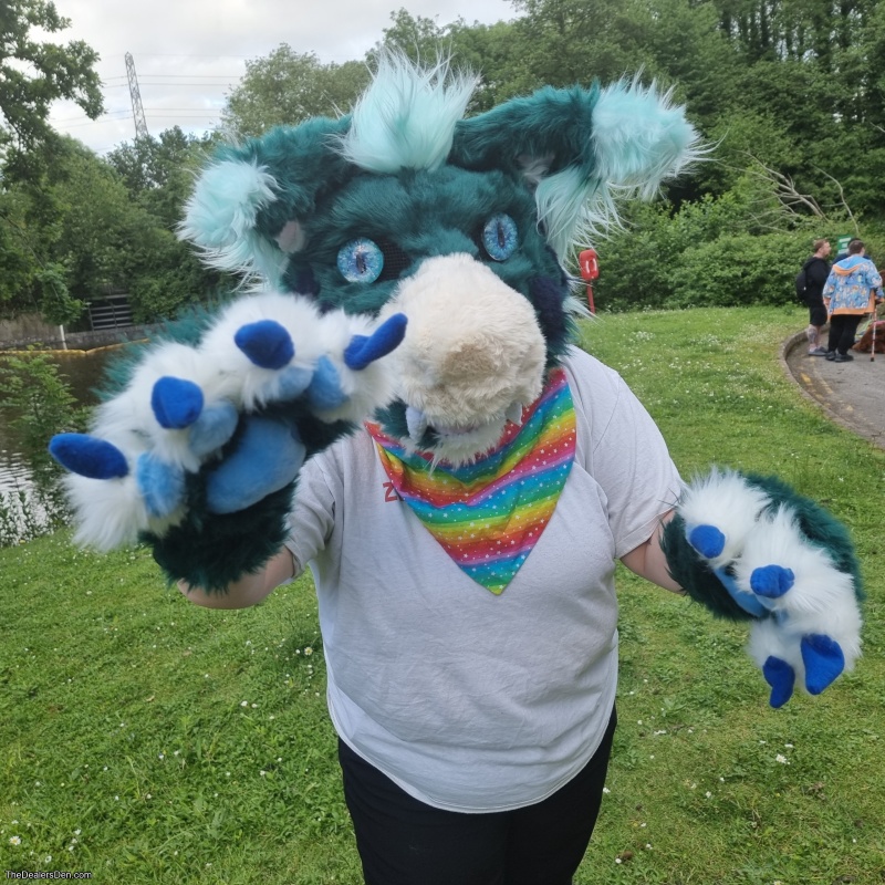 RubiconArt's tweet photo. Anyway I'll be relisting but if anyone wants Sharky do let me know. Adjustable head strap, elasticated paws, weighted tail. 1.2k. Comes w free balaclava &amp; badge art. free shipping. #fursuit #fursuitforsale https://t.co/lY31wwTpqp