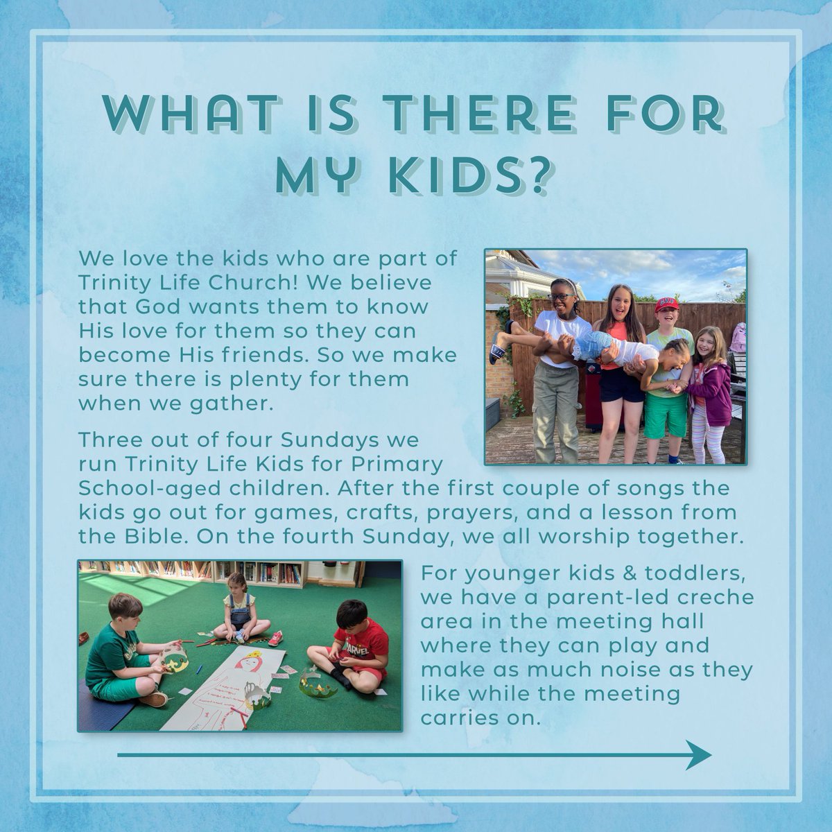 TrinityLifeSwin's tweet photo. You're welcome to bring your kids with all the noise and life they bring. And you're welcome to try us out if you're new to town and looking for a church that you can call home. Hope to see you soon! (2/2) https://t.co/hZjUUDZ3Al