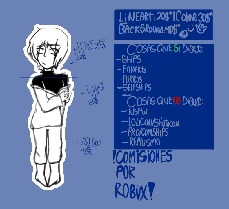rogolvsjebu's tweet photo. HOLAHOLA ABRO COMISIONES 🗣️🗣️‼️‼️🔥🔥
- SON COMISIONES POR ROBUX ‼️‼️‼️
*procede a poner el sheet*
#comissionsopen #comissionrobux https://t.co/wgYhw1fbAL