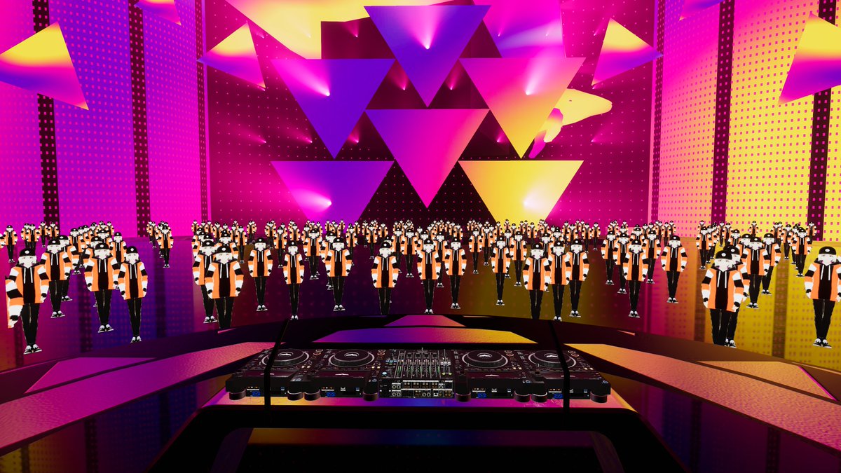 SlyVR5's tweet image. Hey guys! Tonight me and @im_naku will do our first b2b for @eu_logy's  Summer Triangle event 🔺

NEW UPDATES:
- Portals to your left and right
- Live mode ON by default
- Experimental Audience Zone Feature

See ya'll there!