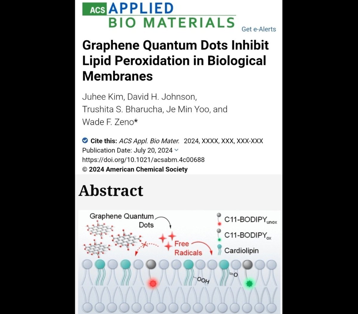 Did you know that Graphene Quantum Dots can protect biological membranes from oxidative stress? Now you do!

New publication from my lab:

pubs.acs.org/doi/full/10.10…