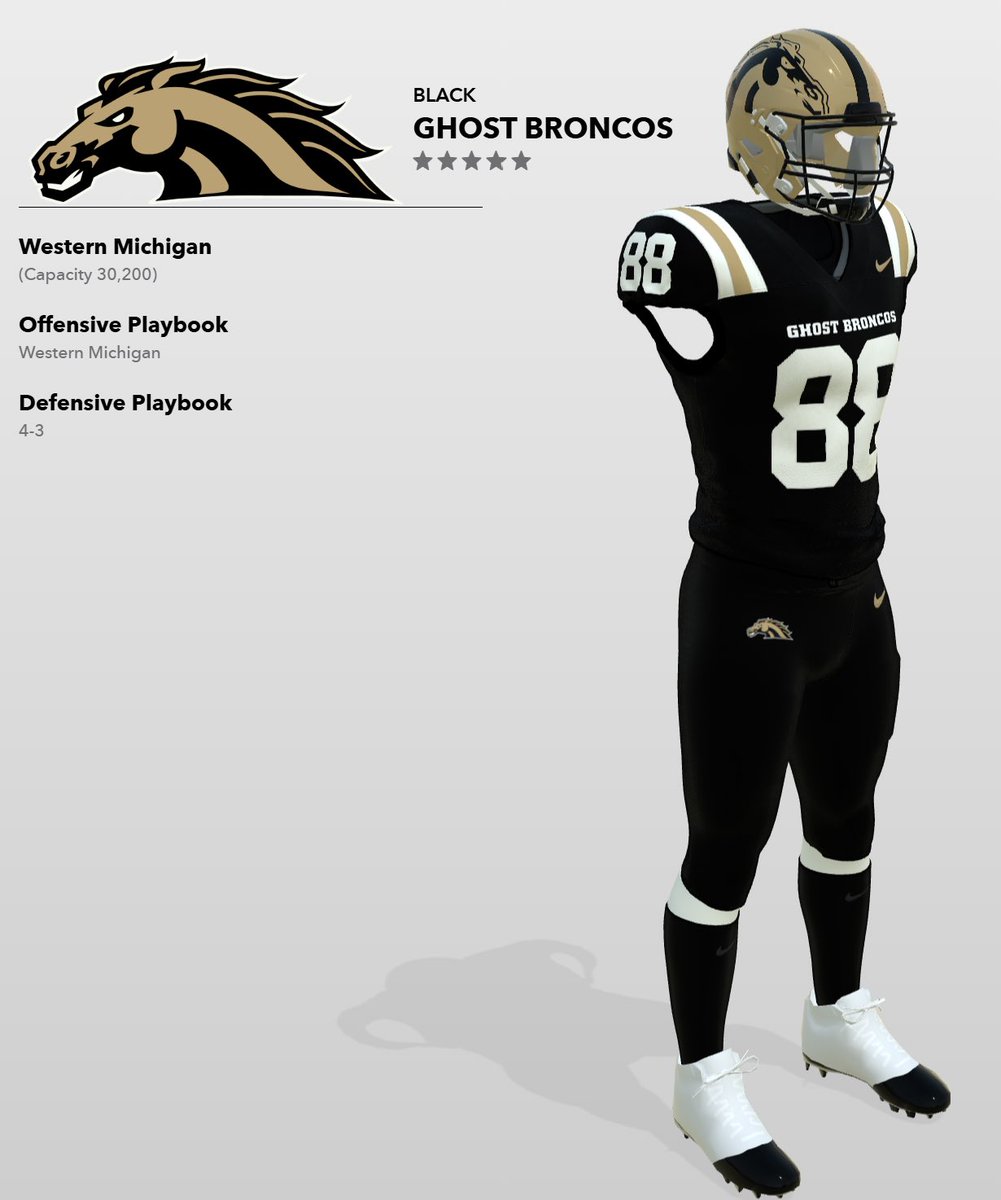 WMUGhostBronco's tweet image. BLACK OUT SATURDAY!! Download and play on EA Sports College Football 25. Search for the Black Ghost Broncos. @RealGhostBronco is the official EA account.

The @WesternMichU rebrand is still terrible.

#freeghostbronco