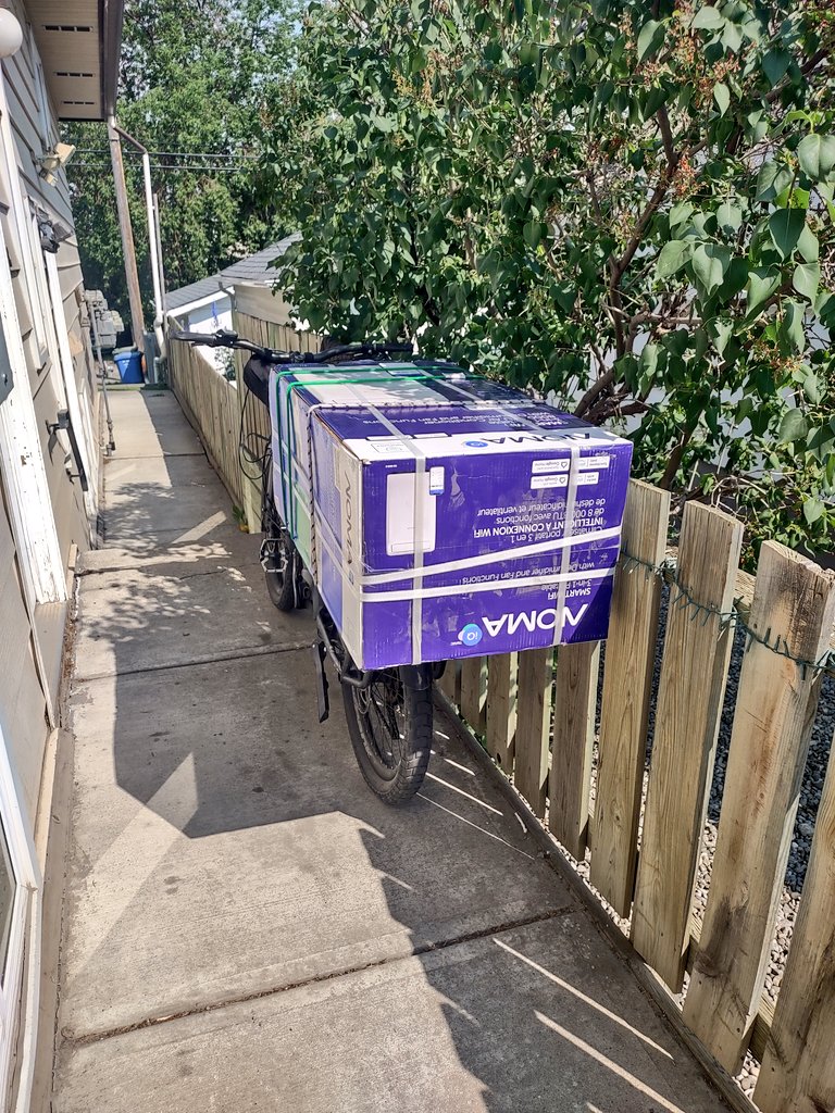 yycbikeguy's tweet photo. Biked to the store, bought an air conditioner!! #carryshitolympics #boostie #haulin #im #cool https://t.co/QJEiHixqvZ