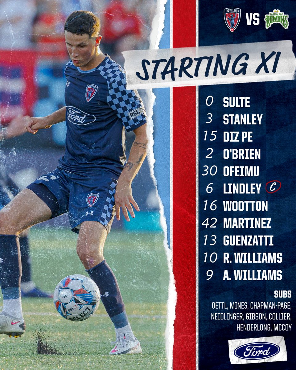 IndyEleven's tweet photo. Tonight's starting XI 

#INDvTBR | @yourlocalford https://t.co/oo4DMg7Bh6