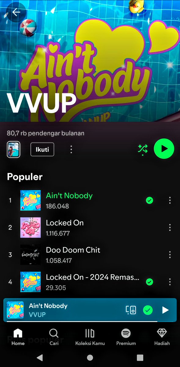 melancholiaa01's tweet photo. [NEW UPDATE] 07/24/21 🚨 

"Ain't Nobody" by #VVUP has been streamed 186.000+ times on Spotify Music!

🔸80.662 monthly listeners with a follower count of 37.000+!

🔸average daily activity 2000+ views on KPop-On Spotify! https://t.co/dZydoaHta0