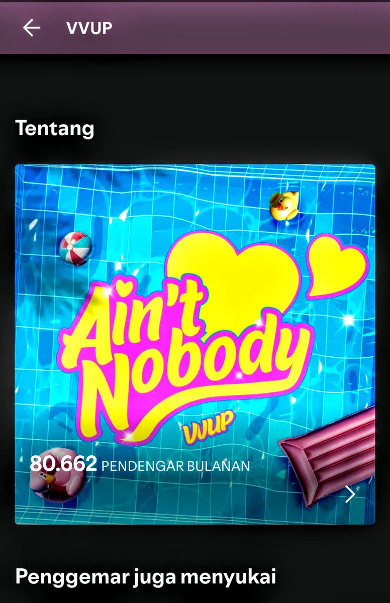 melancholiaa01's tweet photo. [NEW UPDATE] 07/24/21 🚨 

"Ain't Nobody" by #VVUP has been streamed 186.000+ times on Spotify Music!

🔸80.662 monthly listeners with a follower count of 37.000+!

🔸average daily activity 2000+ views on KPop-On Spotify! https://t.co/dZydoaHta0
