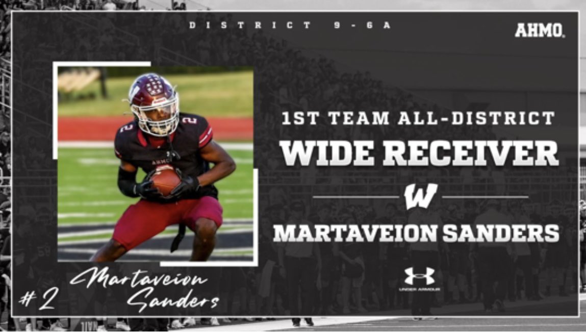 glomanlam's tweet photo. Martaveion Sanders - 1st Team All-District (6A Region II District 9)

Watch the film and check the stats, numbers don’t lie! https://t.co/cE9GAaXn7G