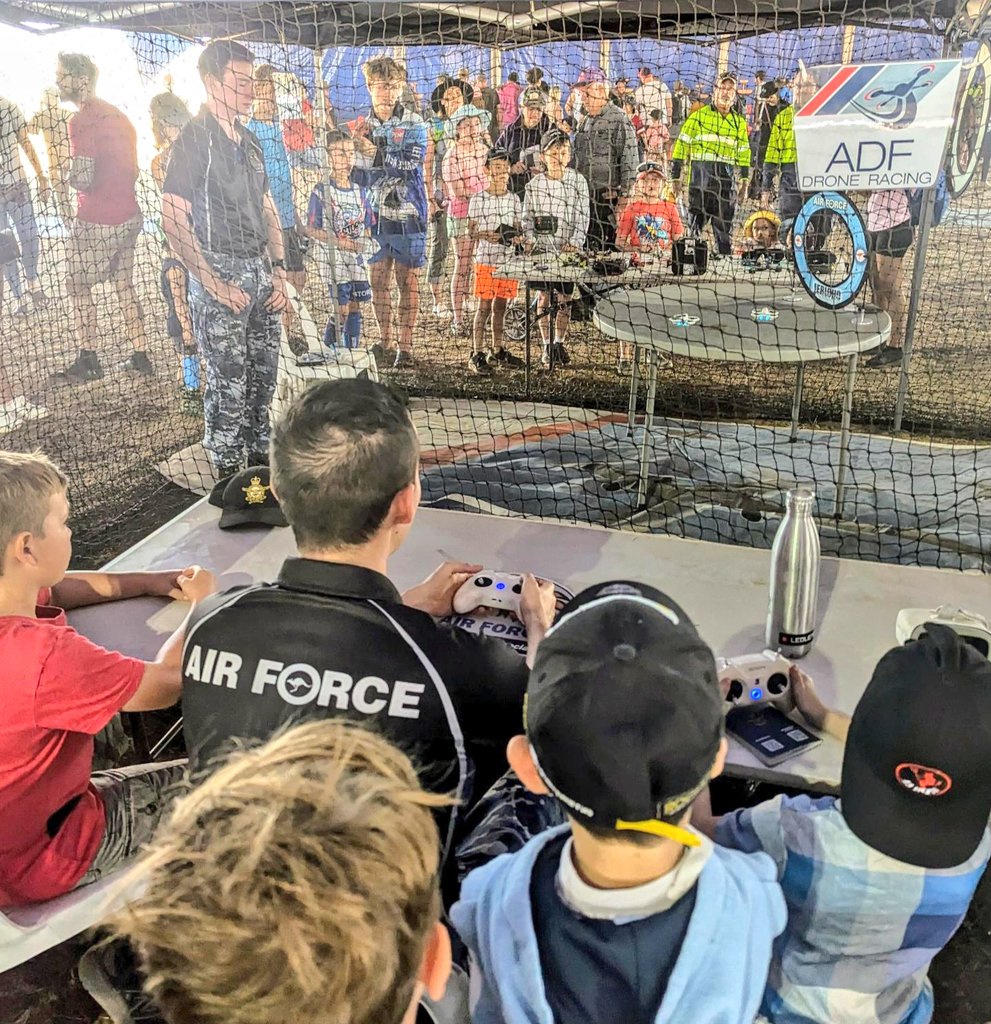 AUADRT's tweet photo. Our @AusAirForce #DroneRacing pilots were out in force at the RAAF #Darwin / #ExPB24 Open Day, #STEM'ing with 30,000 peeps in super dusty conditions. 
#SendIt!
@CAF_Australia @WOFFAF @ChiefAusArmy @marieclareNT https://t.co/aSDFy0vCsP
