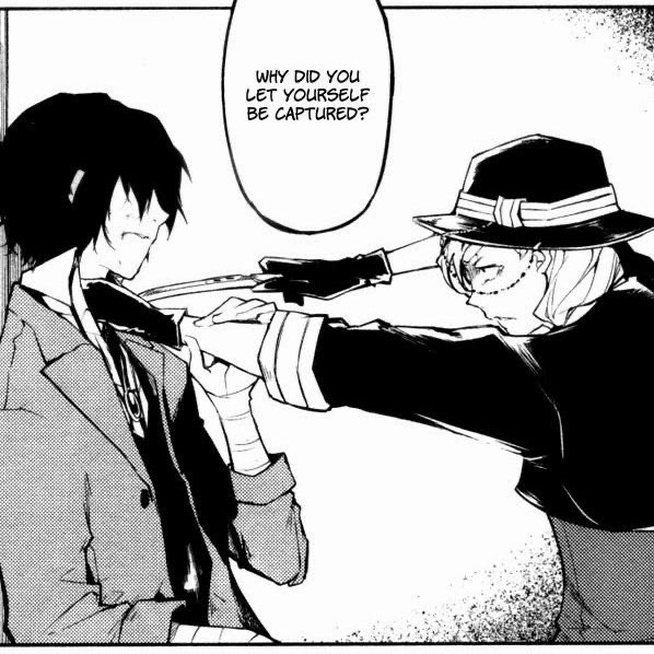 CHUUYAPHOBlC's tweet photo. the fact that dazai was bending his knees to LET chuuya grab him by the throat here was crazy https://t.co/7DdU3Cdzah