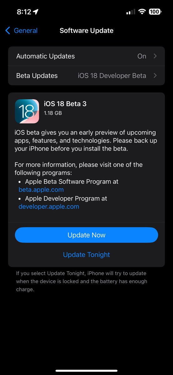 prathapgtech's tweet photo. iOS 18 Beta 3 is here. 

#ios #iosbeta3 #ios18beta3 https://t.co/oyccIDuoX9
