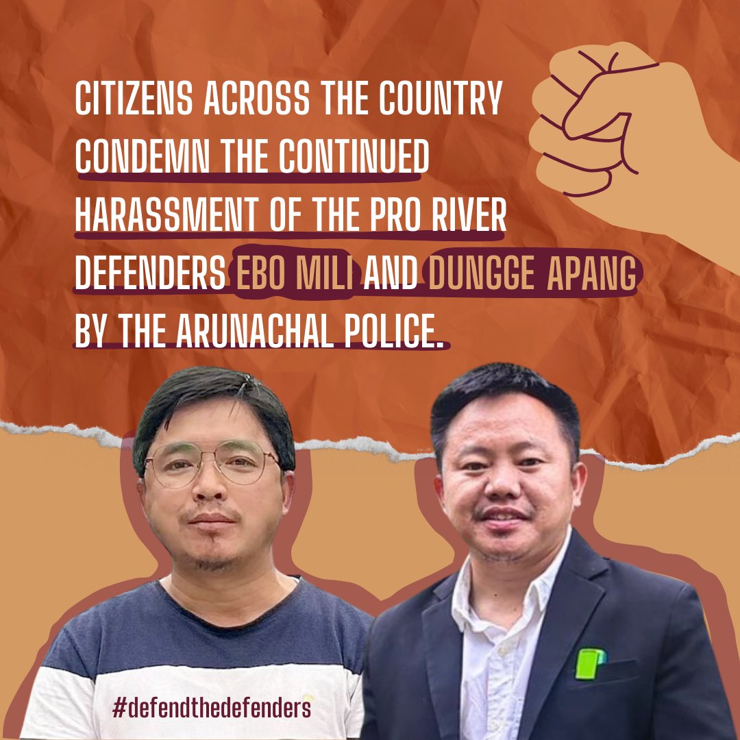 ThereIsNoEarthB's tweet photo. 📢STATEMENT OF SOLIDARITY 

Citizens across the country condemn the continued harassment of the Pro River Defenders Ebo Mili and Dungge Apan By the Arunachal Police.

#DefendTheDefenders

(1/16) https://t.co/36MSqEJfbp