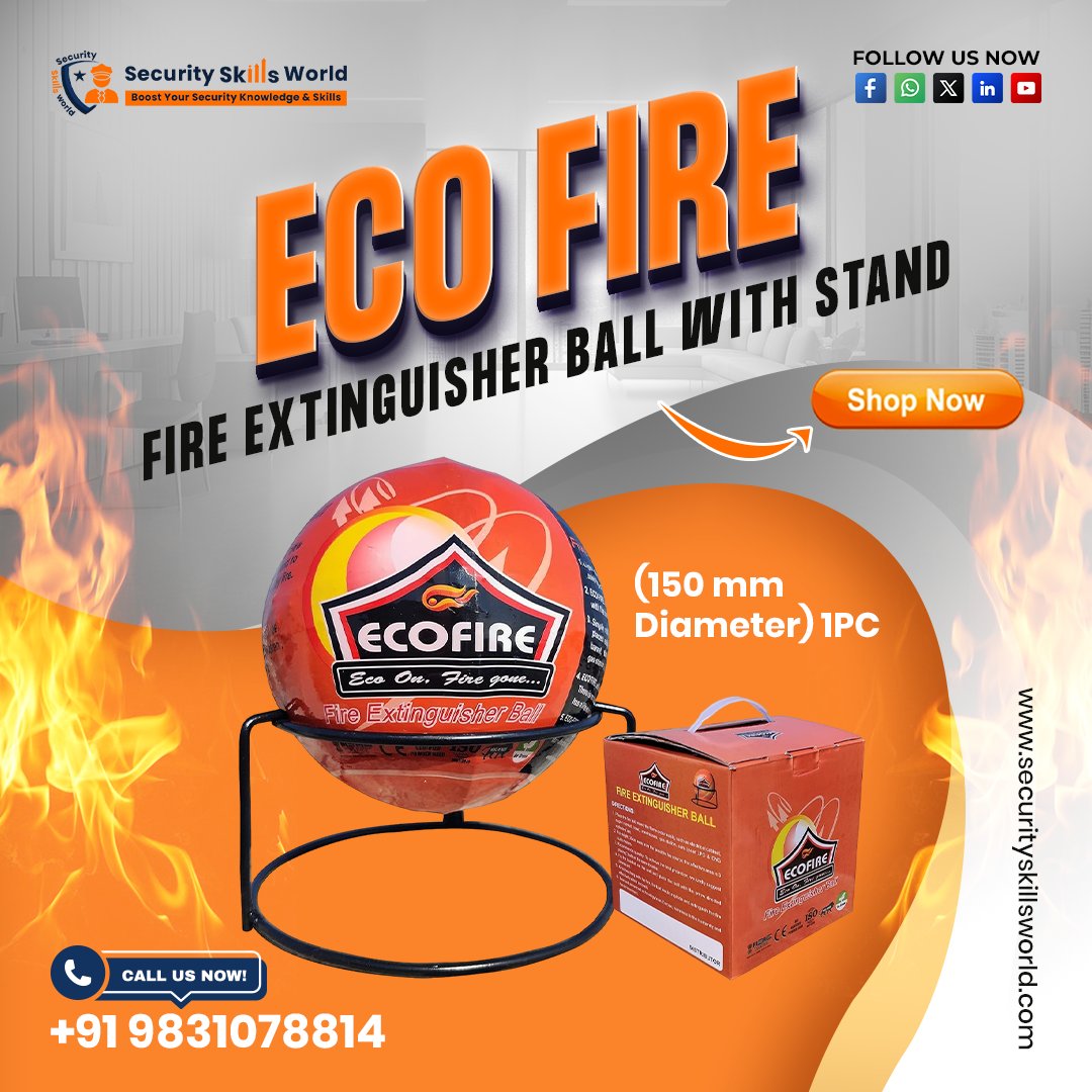 SecuritySkill's tweet image. Secure your space with the ECO FIRE Extinguisher Ball. Easy, effective fire safety within reach! 

🛒 Shop now -  shop.securityskillsworld.com/product/eco-fi… 

🌐View more - shop.securityskillsworld.com/shop/  

#SecuritySkillWorld #FireSafety #firesolution #stopfire #fireextinguisher #fireball #fire