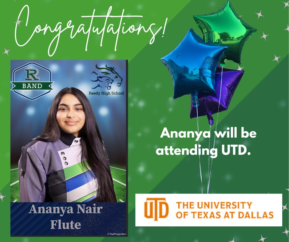 Congratulations to Ananya and the entire 2024 Reedy Band graduating class.  We are so very proud of you! 
#fisdmadetoshine #fisdfineartsleads #ReedyBand