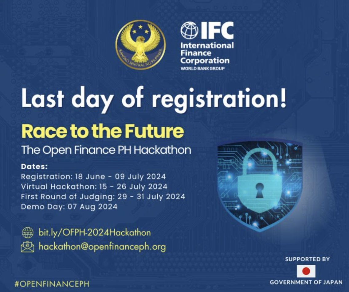 BrankasOfficial's tweet image. 🚀 Join the @BangkoSentral Hackathon: Race to the Future! 
Form a team of 3-4 and use our Open Finance API sandbox. 
🏆 Win a trip to the 2024 Singapore FinTech Festival!
Register now! bit.ly/3LfLRvD
#OpenFinancePH #BSPHackathon #FintechInnovation #FutureOfFinance