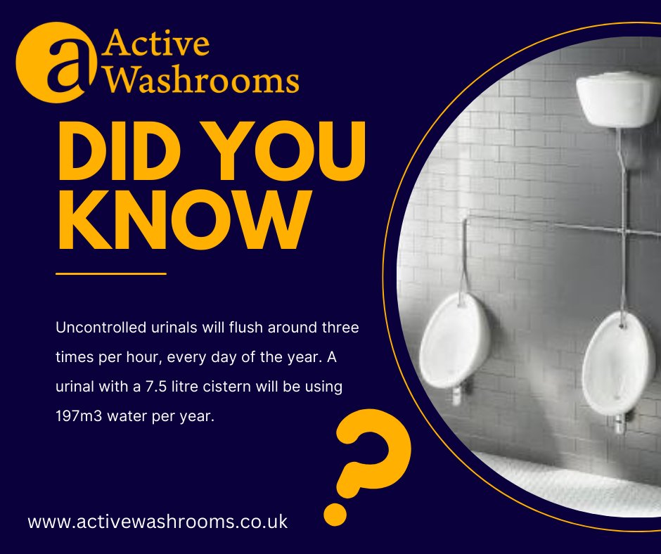 ActiveWashrooms's tweet photo. Contact us today to find out how we can help you save water and money with every flush with our intelligent water management system 💦💷💷 0845 475 2358 https://t.co/usYGGSYsrL
#didyouknow #funfacts #savewater #watermanager #urinal #washroom #leadingtheway #activewashrooms https://t.co/E2xGssPvC9