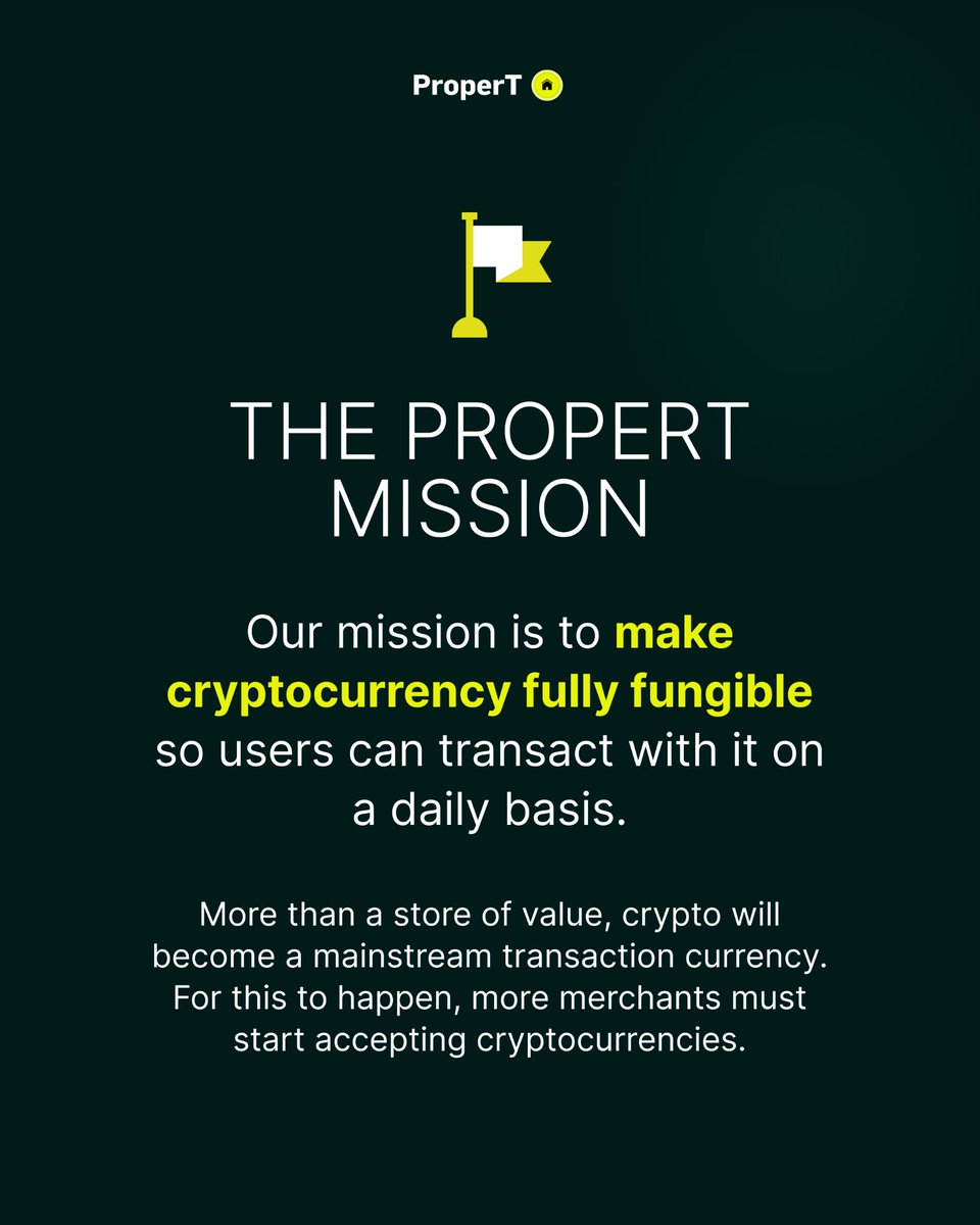 GetProperT's tweet image. At #ProperT, our mission is clear: make #cryptocurrency fully fungible so users can transact with it on a daily basis. 👏

Discover more at getpropert.com