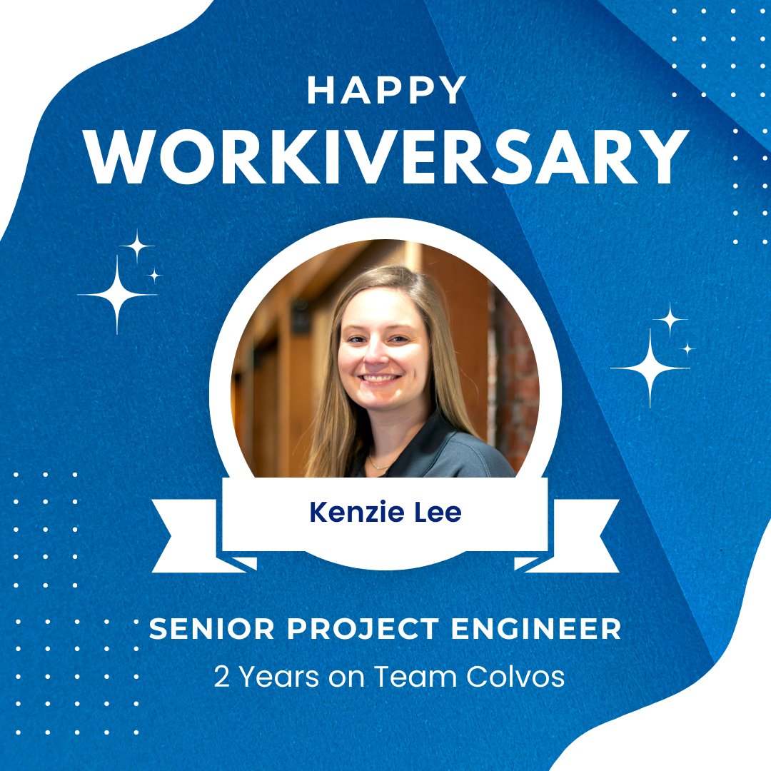 Two years on #TeamColvos for Kenzie Lee!

Kenzie was recently promoted to Senior Project Engineer and we are thankful for her hard work, determination and dedication she brings to her projects and team.

Here's to more years! #Workiversary