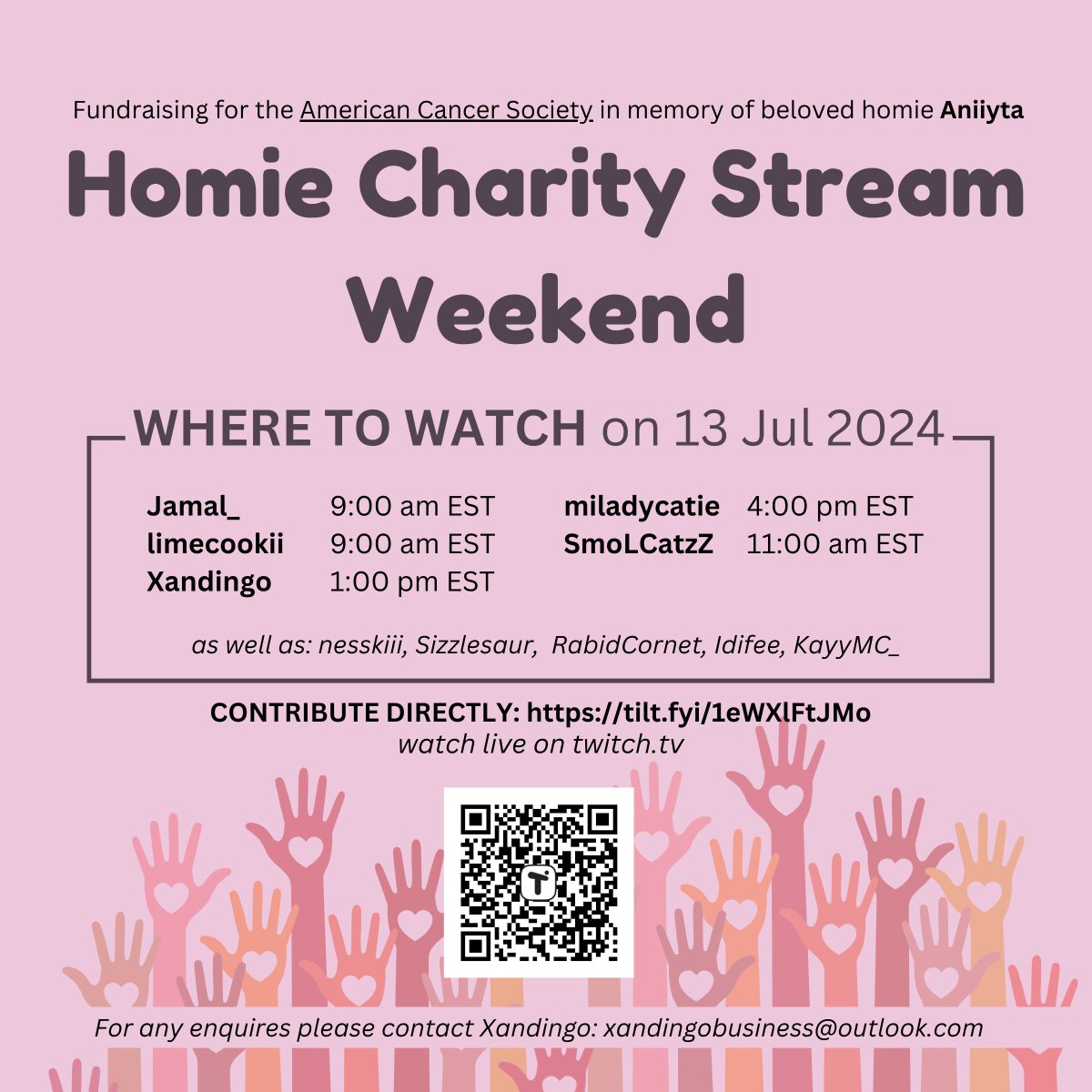 This upcoming weekend we are doing a charity event, would mean the world if you can make it! <3 Please, if you can, support directly through Tiltify. tilt.fyi/1eWXlFtJMo
