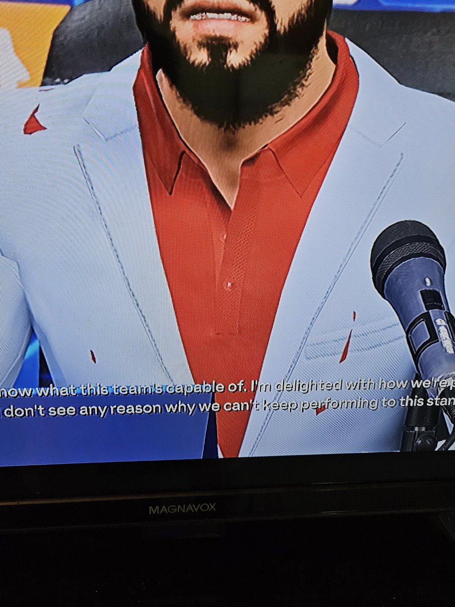 44Andnowwhat's tweet photo. @EASFCDirect
@EASPORTSFCPro
Looks like blood on his jacket, or....
Just a dressing failure.
Seems like a fix is in order.

Game: FC24 career mode https://t.co/Yoo7DcHWnj
