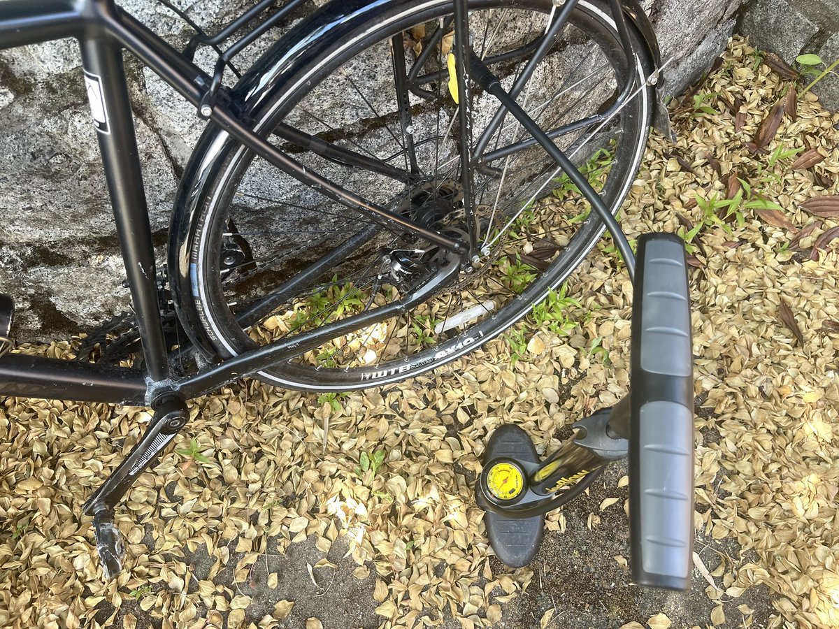MarksGonePublic's tweet photo. Going for a bike ride remember to top up that air. Heat can cause the air inside your tires to deflate. Stay safe and enjoy the ride! I was surprised how low my tires got.☀️🚲 Preventing a tube snake bite. #SummerSafety #TireTips https://t.co/E5VR2Kb4oj